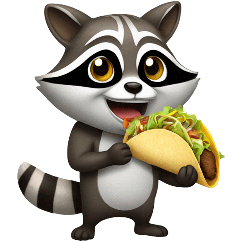 Ecstatic Raccoon eating a taco emoji