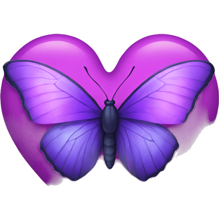 Purple butterfly inside of a heart emoji