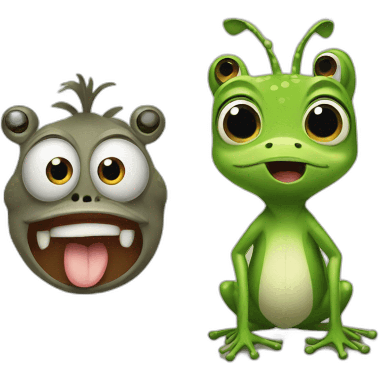 a frog and a donkey surprised emoji