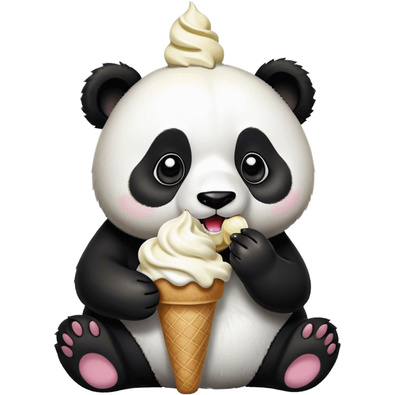 Panda eating ice cream emoji
