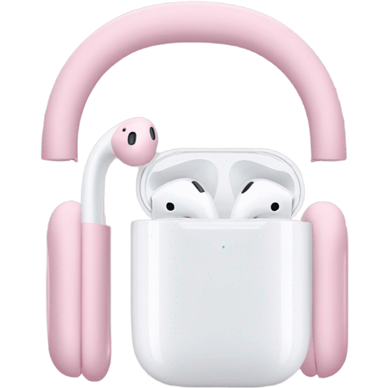 Airpods max with Two light pink bows were tied on either side of the headset emoji