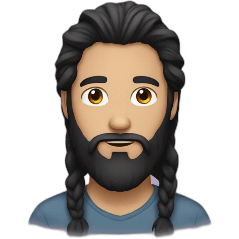 guy with black long hair and a beard emoji