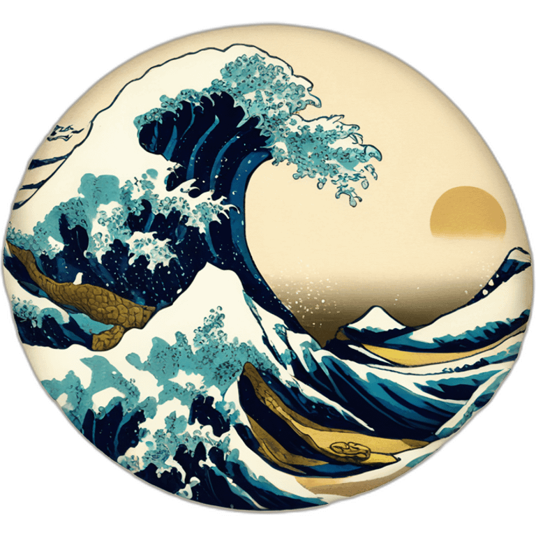 Hokusai in the style of Salvador Dali emoji