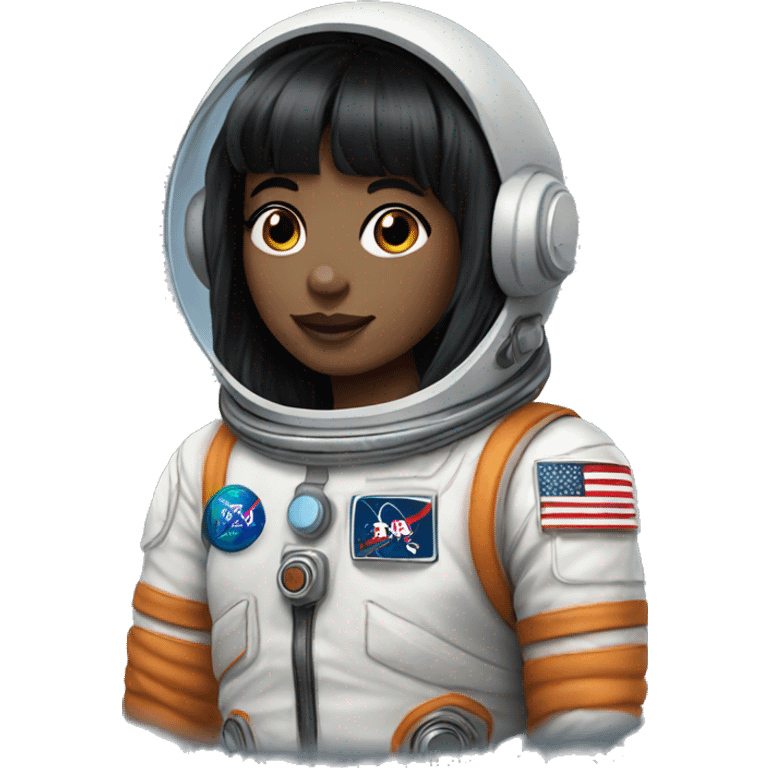 astronaut girl black hair and bangs emoji