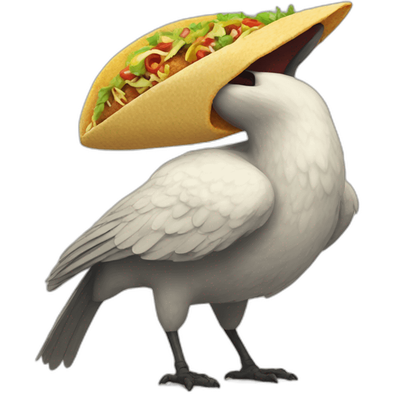 Giant bird eating a taco emoji