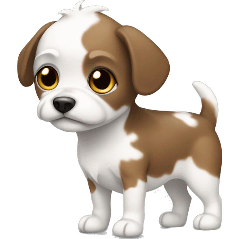 Small dog with white and brindle patches  emoji