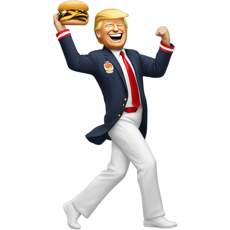 Dancing trump in a McDonald's uniform emoji