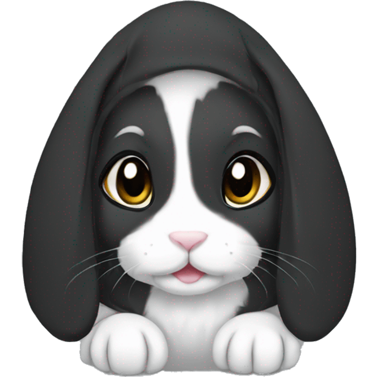 lop ear female rabbit  black hoodie emoji