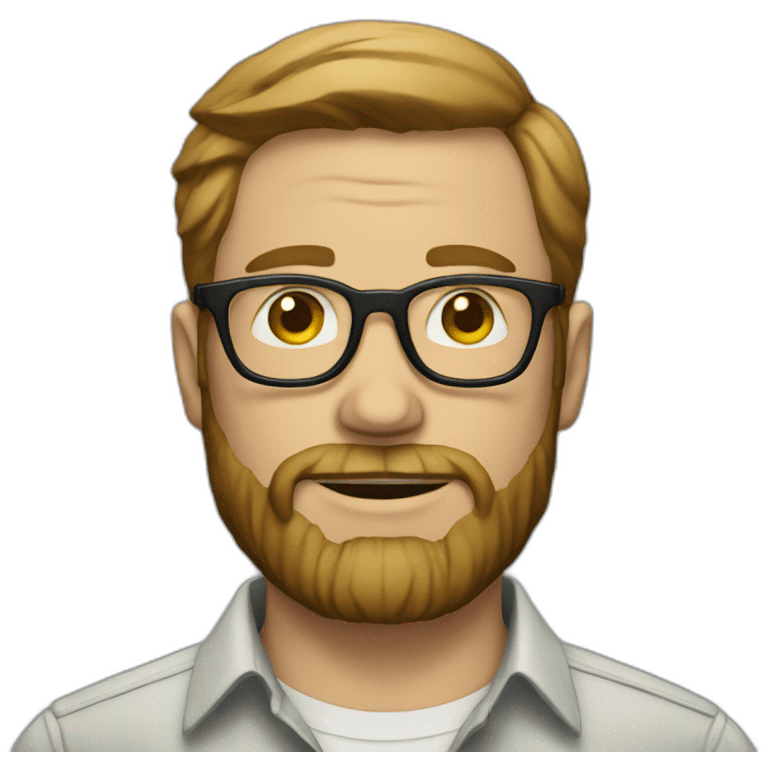 White man with glasses and beard wearing button up shirt emoji