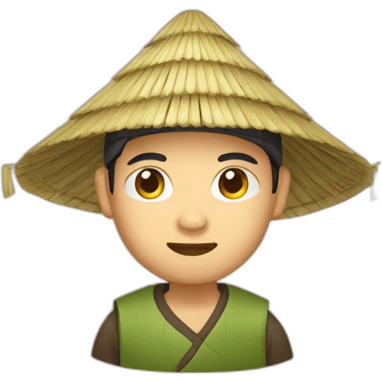 chinese man wearing rice paddy hat emoji