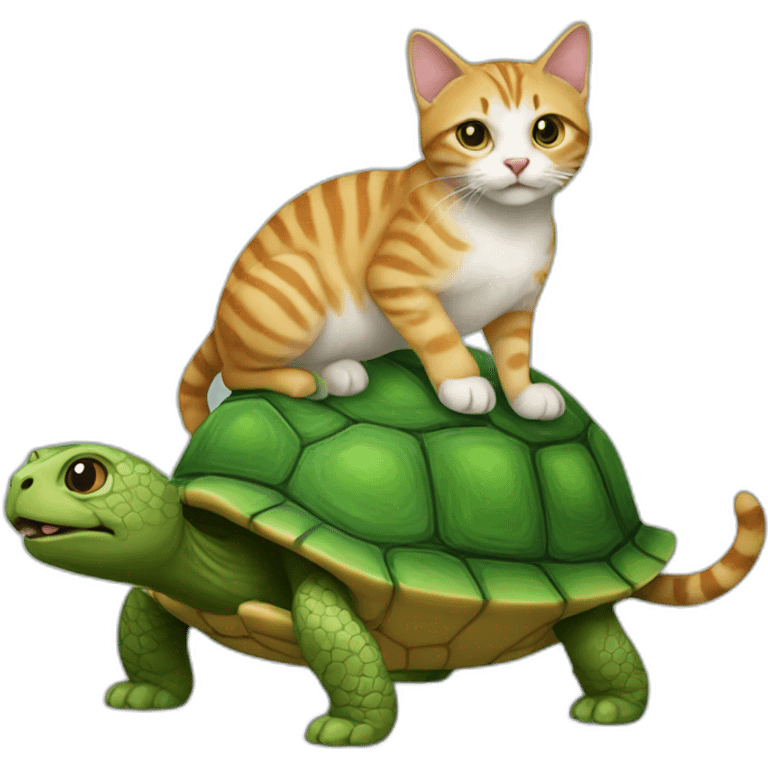 Cat on turtle emoji