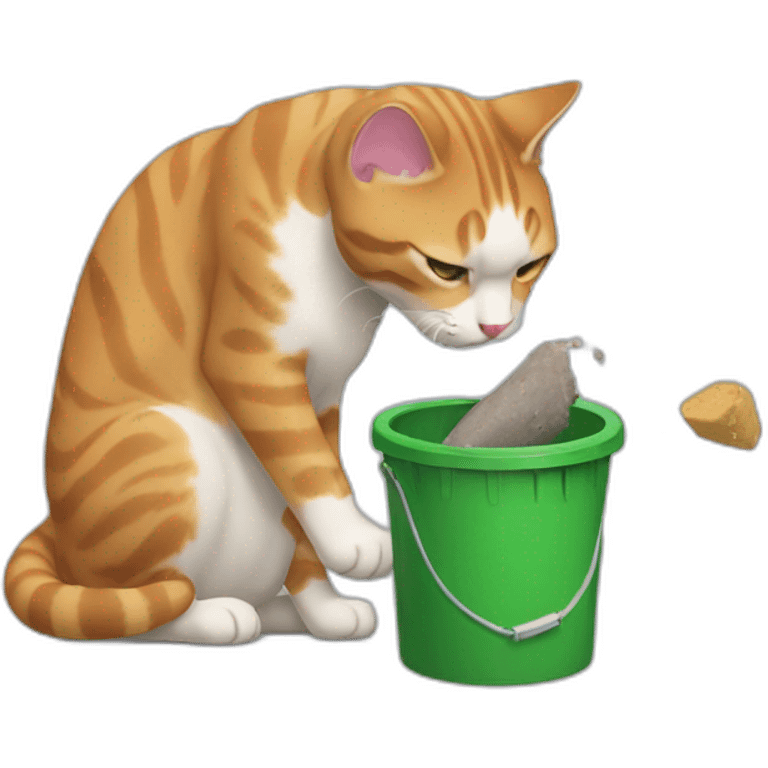 cat eating thrash from bin emoji