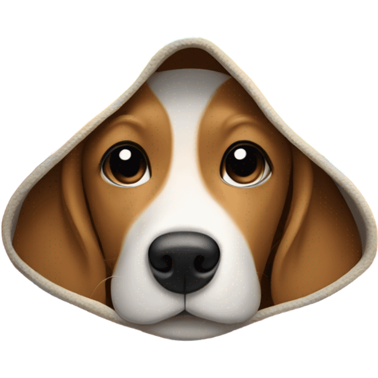 Smiling beagle under a blanket emoji