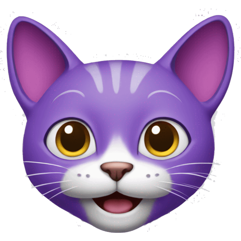 Purple Happy Cat Cartoonish emoji