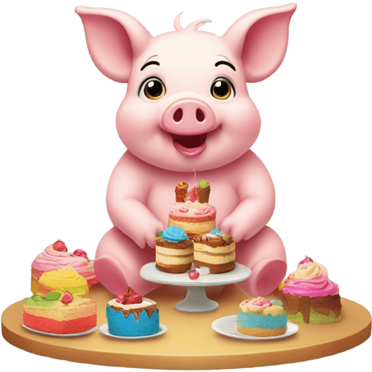 Piggy eat cakes very happy  emoji