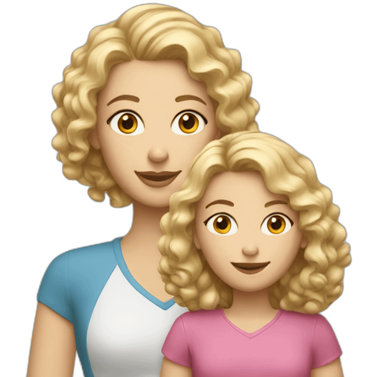 caucasian curly blonde woman with two daughters emoji