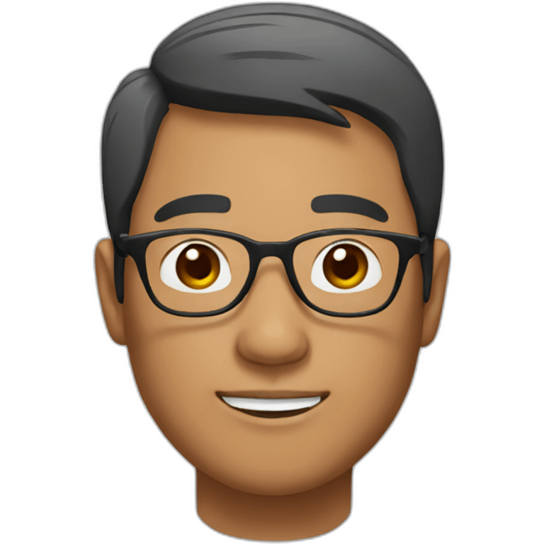 Asian man wear glasses with brown skin emoji