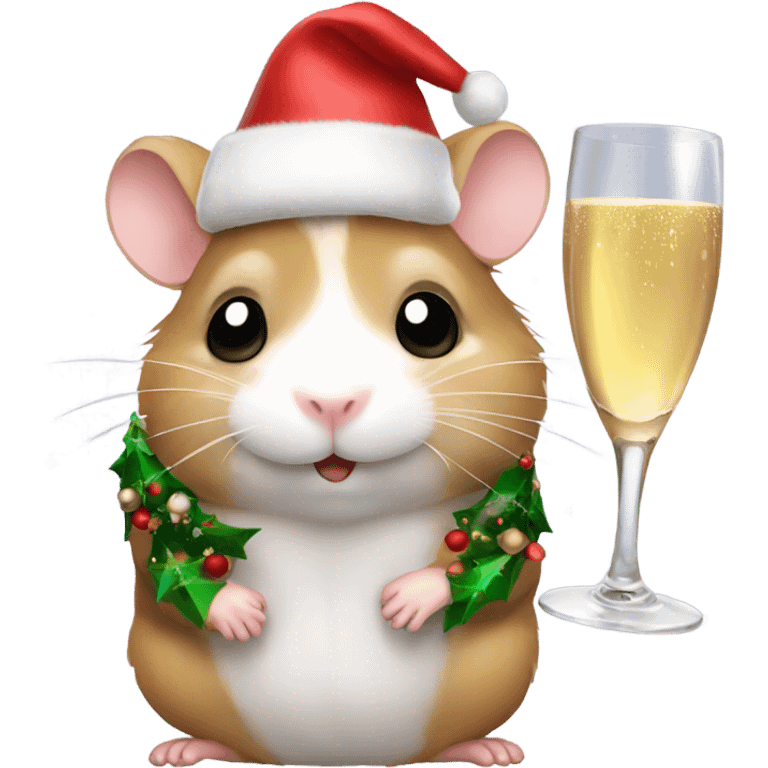 hamster christmas with champagne emoji