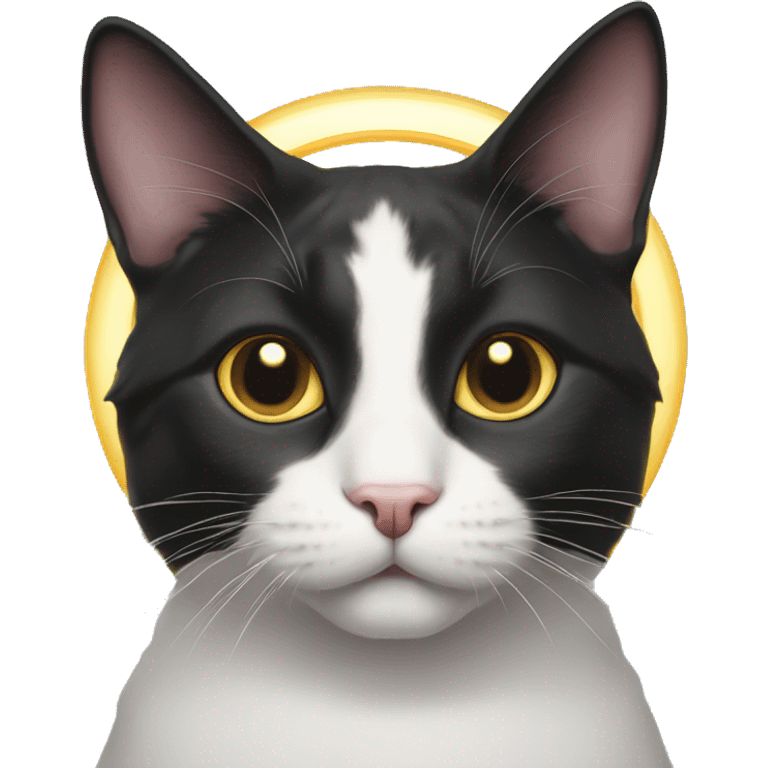 Tuxedo cat with halo around head emoji