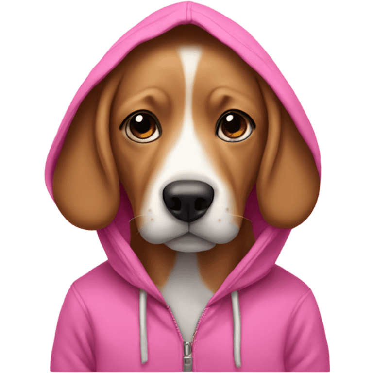 Dog wearing a pink hoodie  emoji