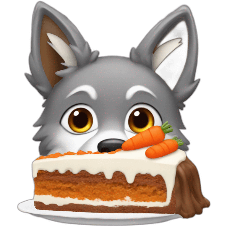 wolf eating carrot cake emoji