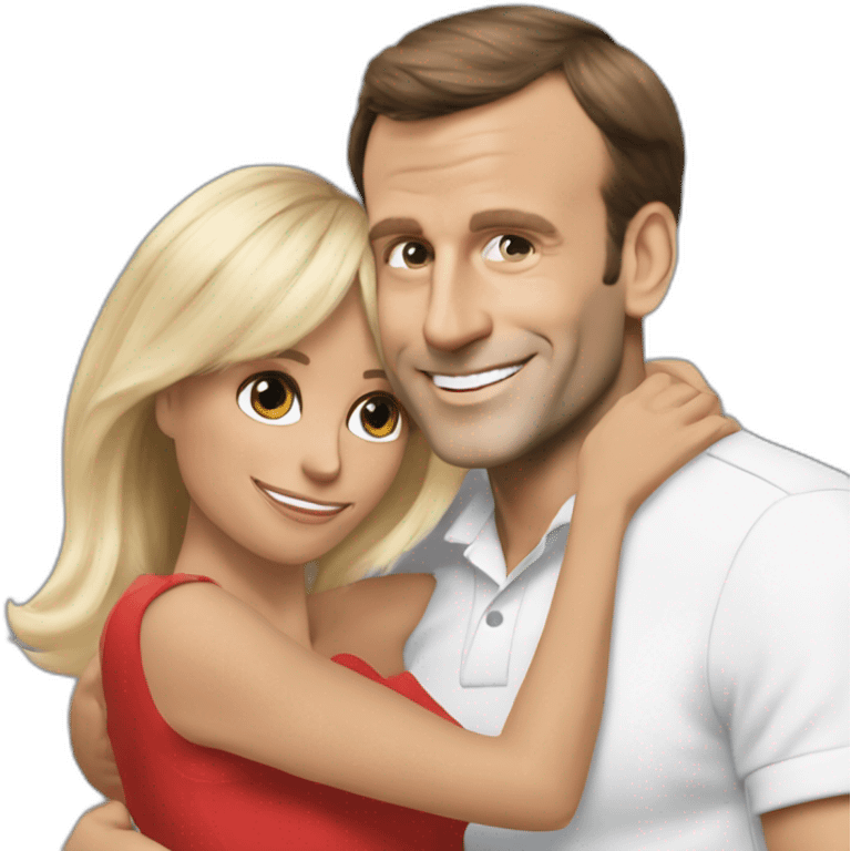 Emmanuel Macron and Brigitte Macron cuddling emoji