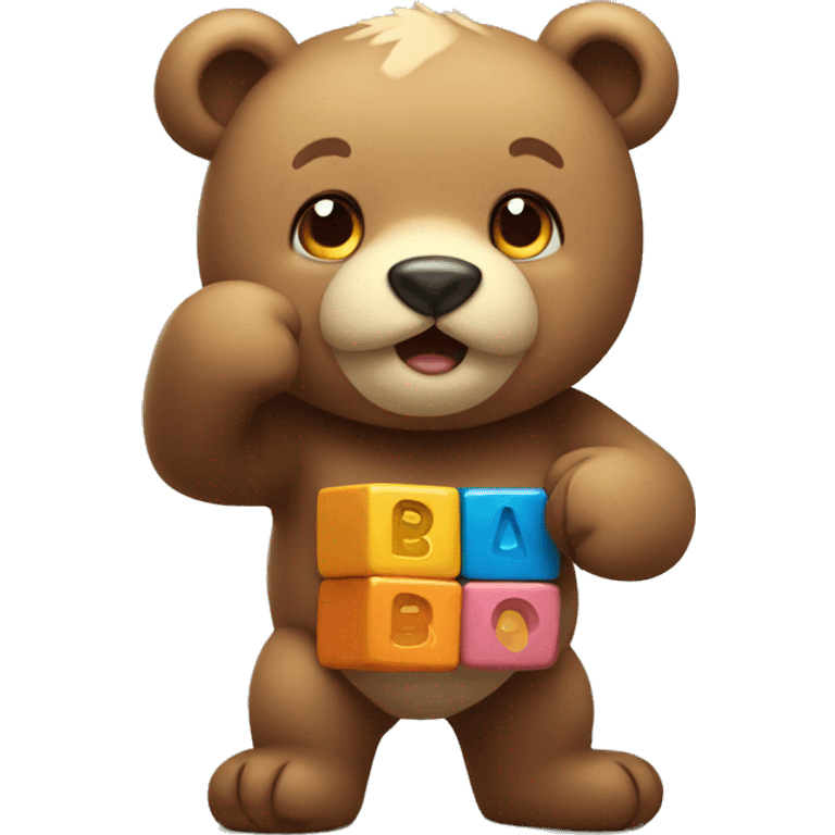 Cute bear playing blocks emoji