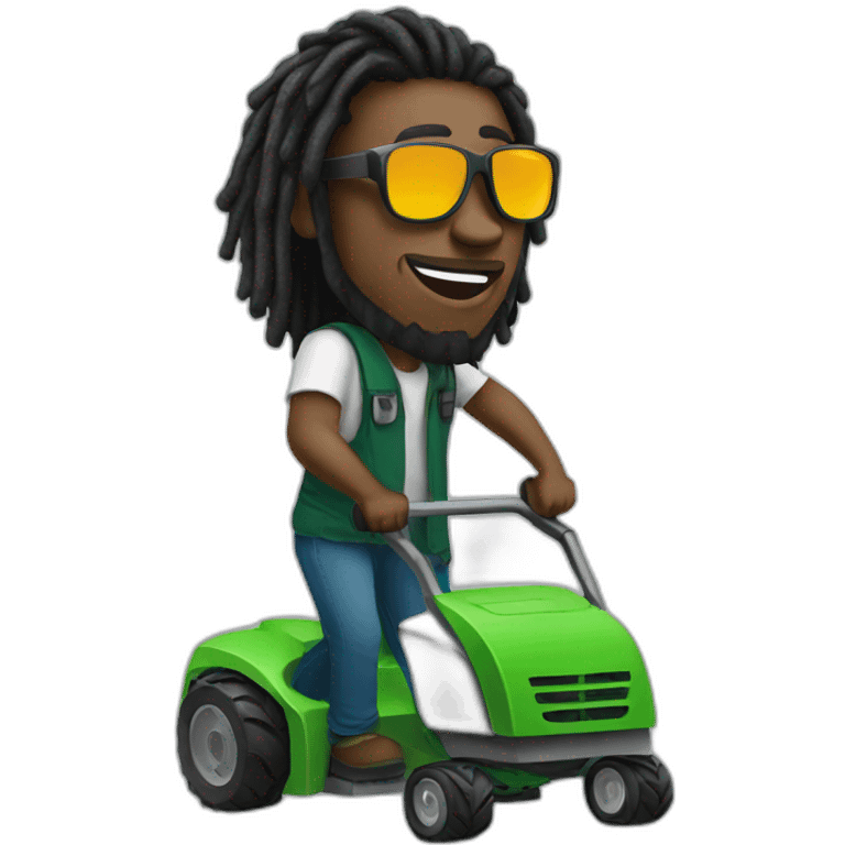 Black man with dreads and sunglasses mowing emoji