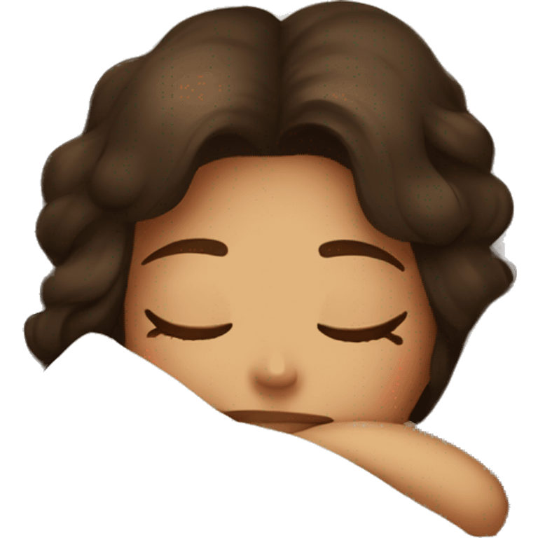 brunette girl sleeping cozy emoji