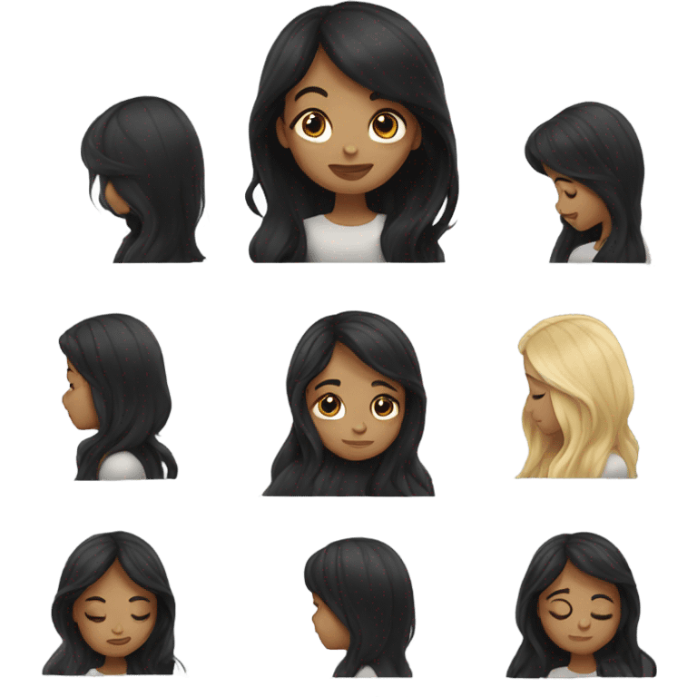 Girl with long black hair sleep emoji