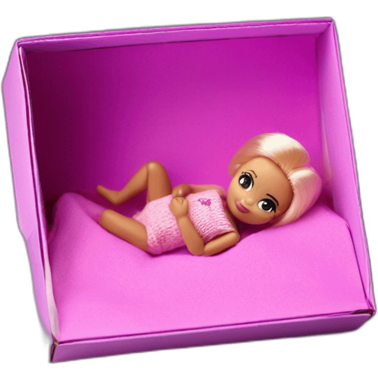 Newborn barbie in box photo session emoji