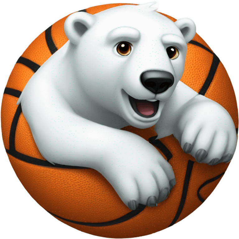 Polar bear wearing #32 with basketball  emoji