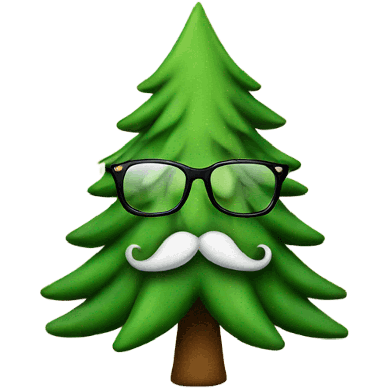 Christmas tree with glasses and a mustache emoji