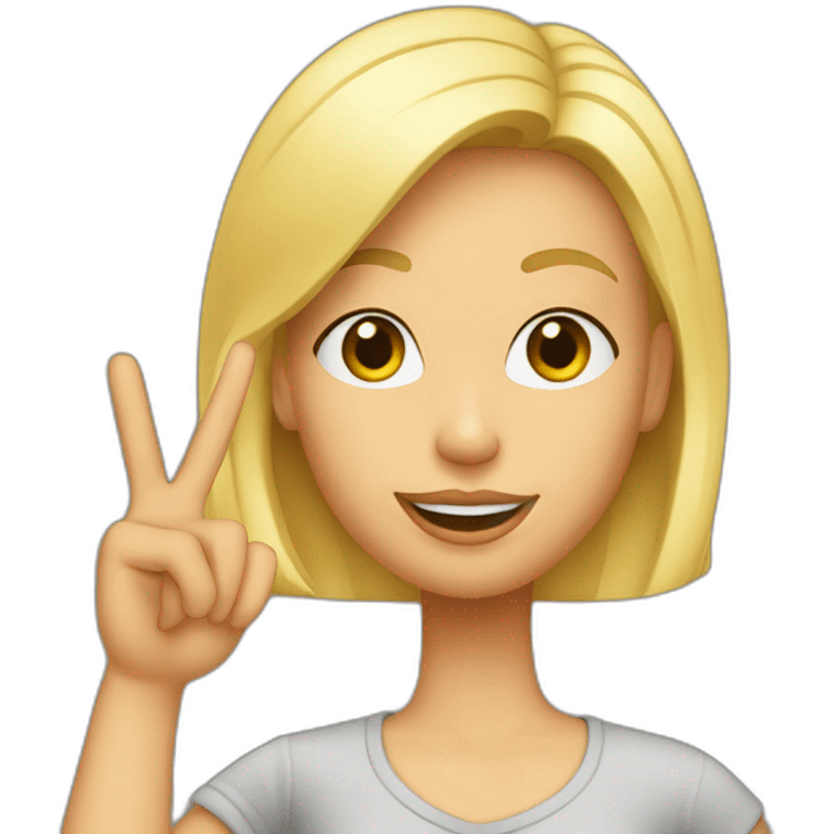 A blonde wearing a t-shirt with the text "Miss Bourbon" and making the peace sign emoji