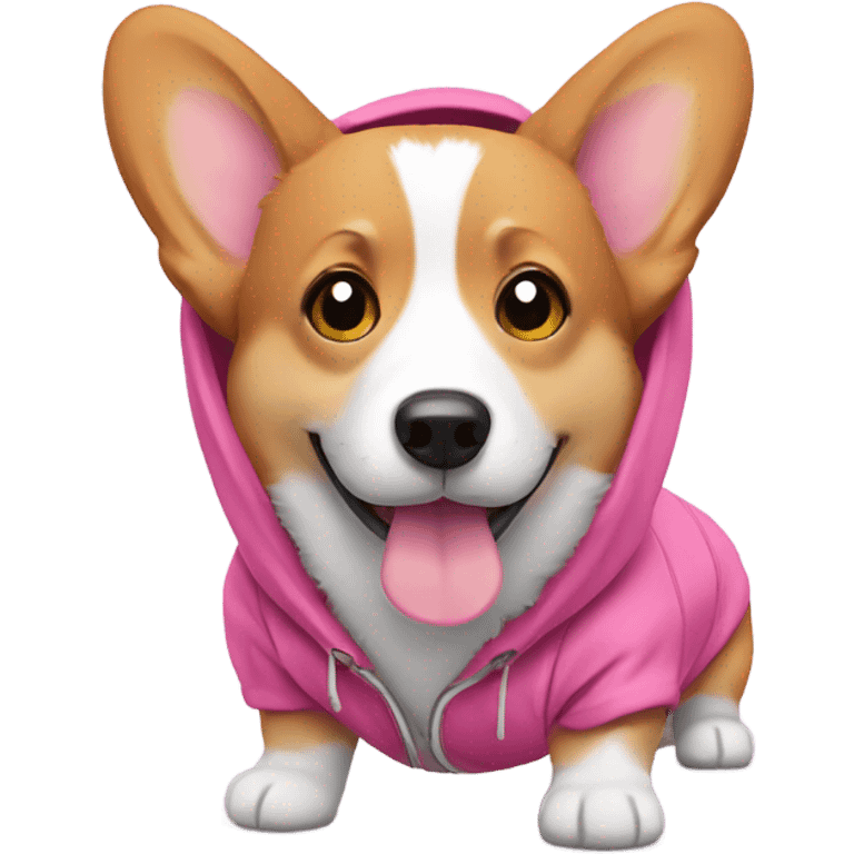 Corgi wearing a pink hoodie emoji