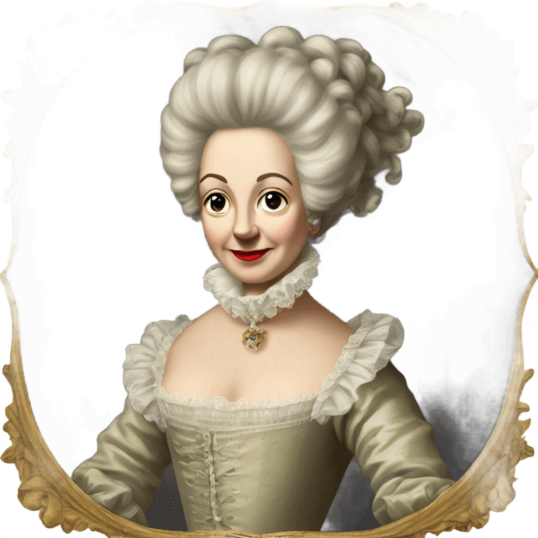 An 18 century beheaded French queen with a frilly pouf hairstyle and wearing a chemise la Reine   emoji