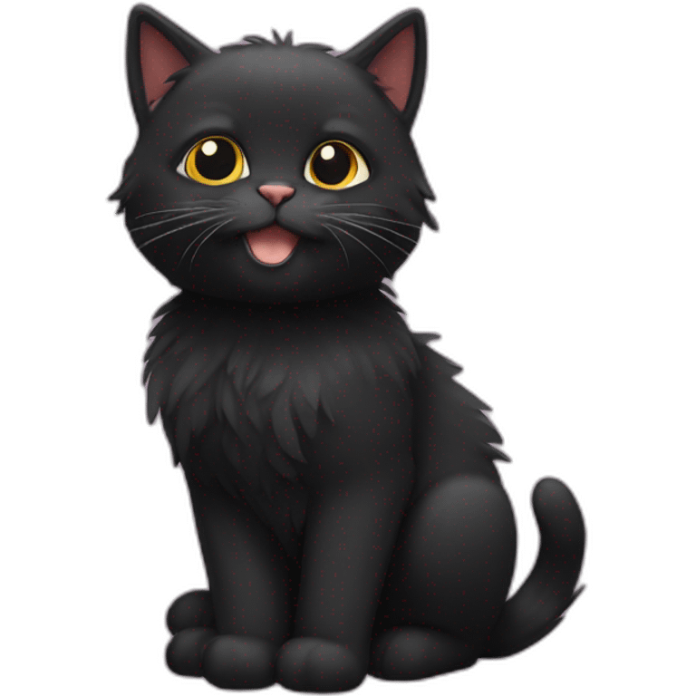 2 black cats (fluffy and ordinary) emoji