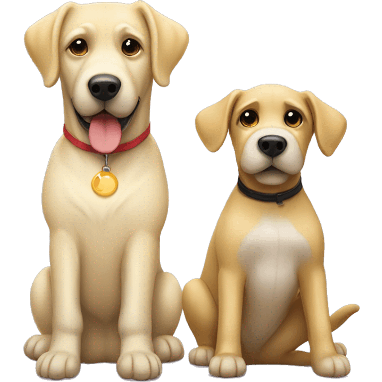 Yellow lab and schnauzer sitting together  emoji