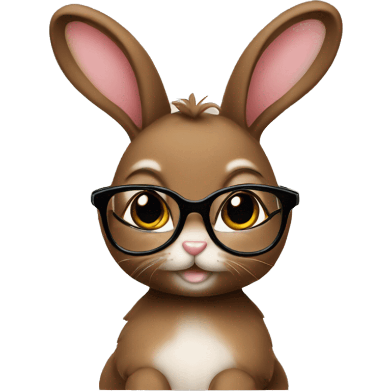 Girly brown bunny with glasses emoji