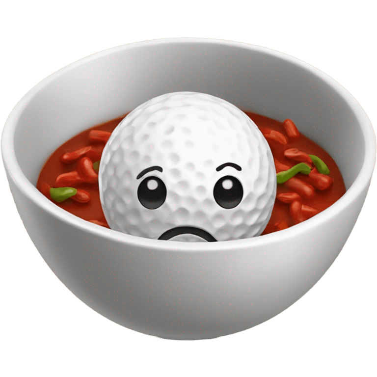 Sad golf ball in bowl of chili emoji