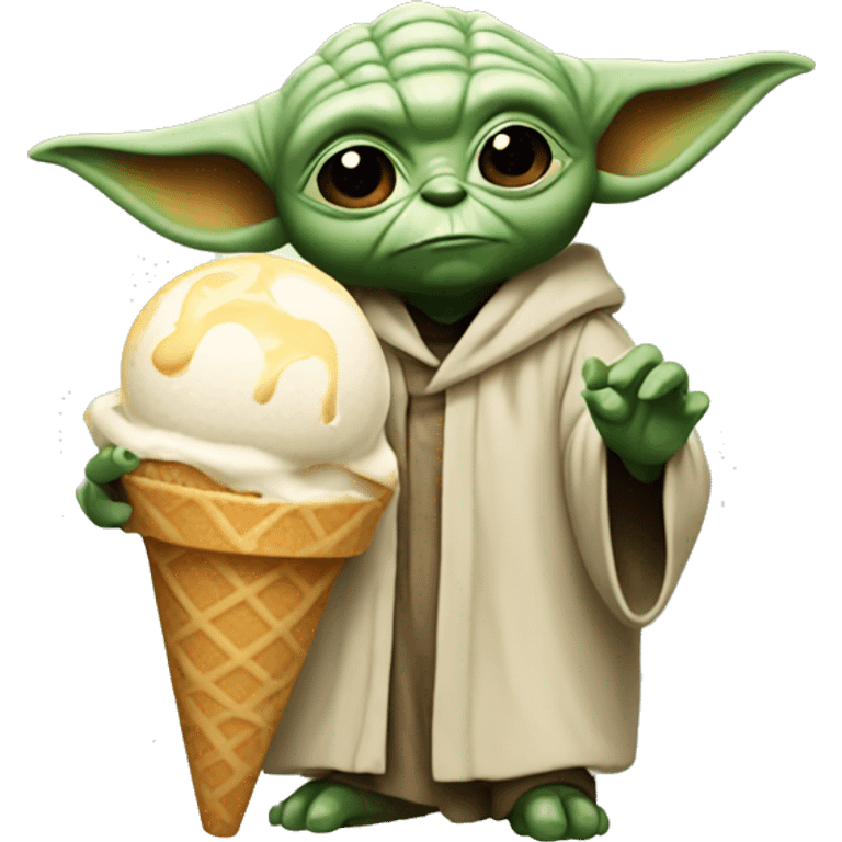 Yoda with ice cream emoji