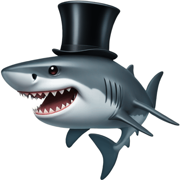 Shark with a top hat emoji