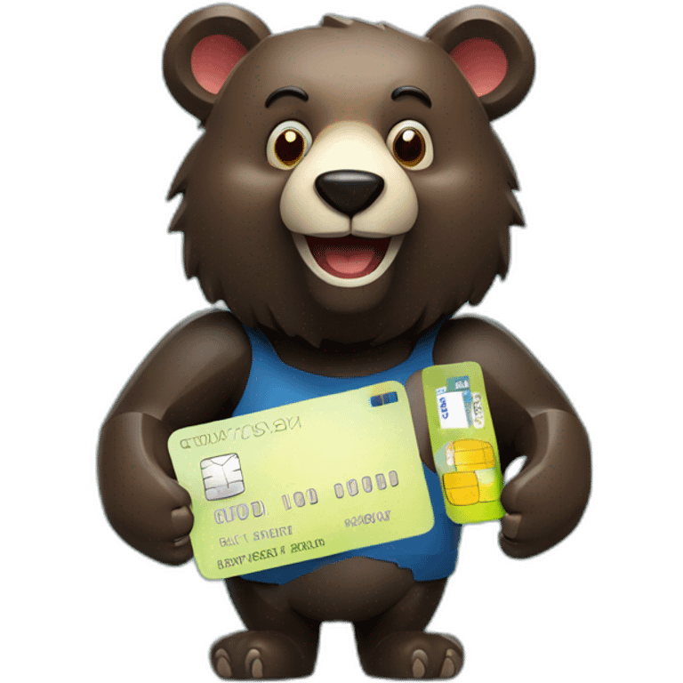 Happy Lowpoly black bear with credit card emoji