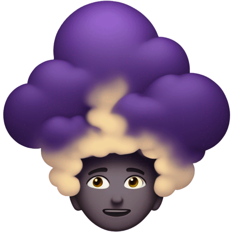 A figure fading into a cloud of smoke or shadows, blending into the darkness with a faint purple glow emoji