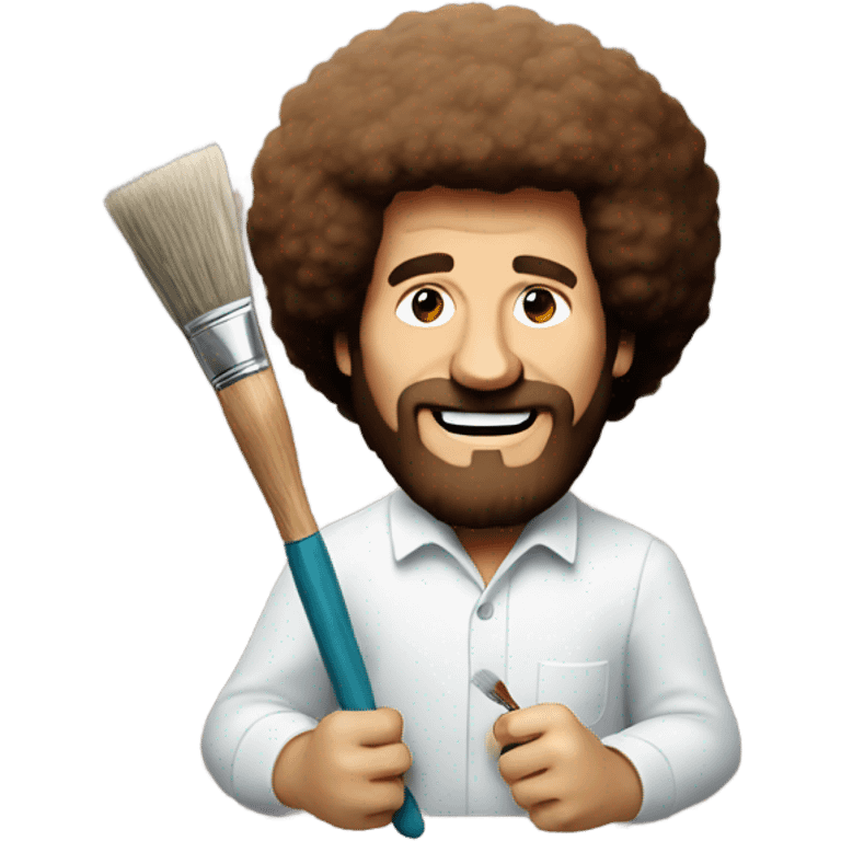 bob ross with a paintbrush thats covered in paint emoji