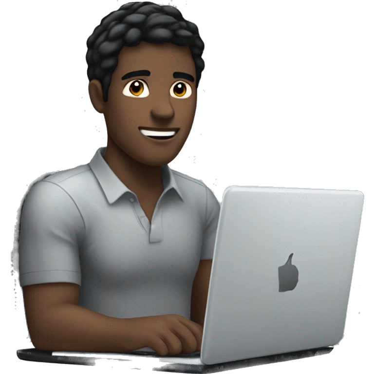 white man with black hair on his laptop emoji