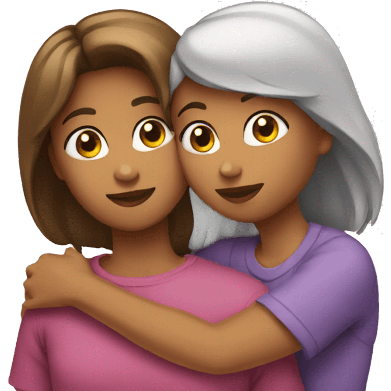 Two sisters hugging emoji