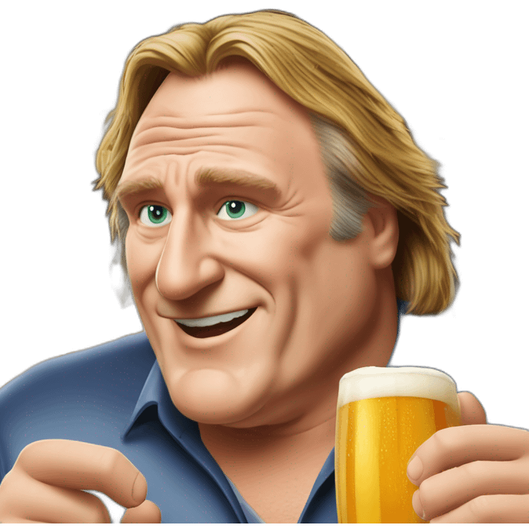 Gérard Depardieu buvant une bière emoji