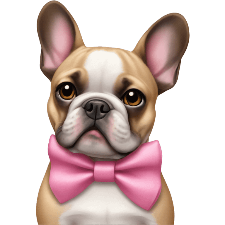 French bulldog wearing a pink bow emoji