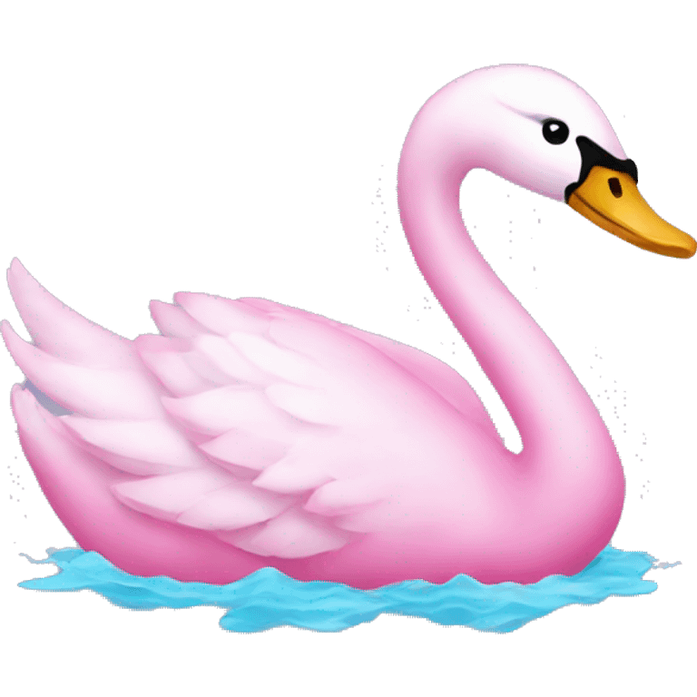 Pink swan swimming with bow  emoji